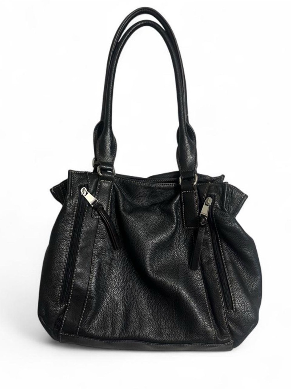 Vintage Y2K 2000s Black Italian Leather Bag Tuscan Mom Aesthetic